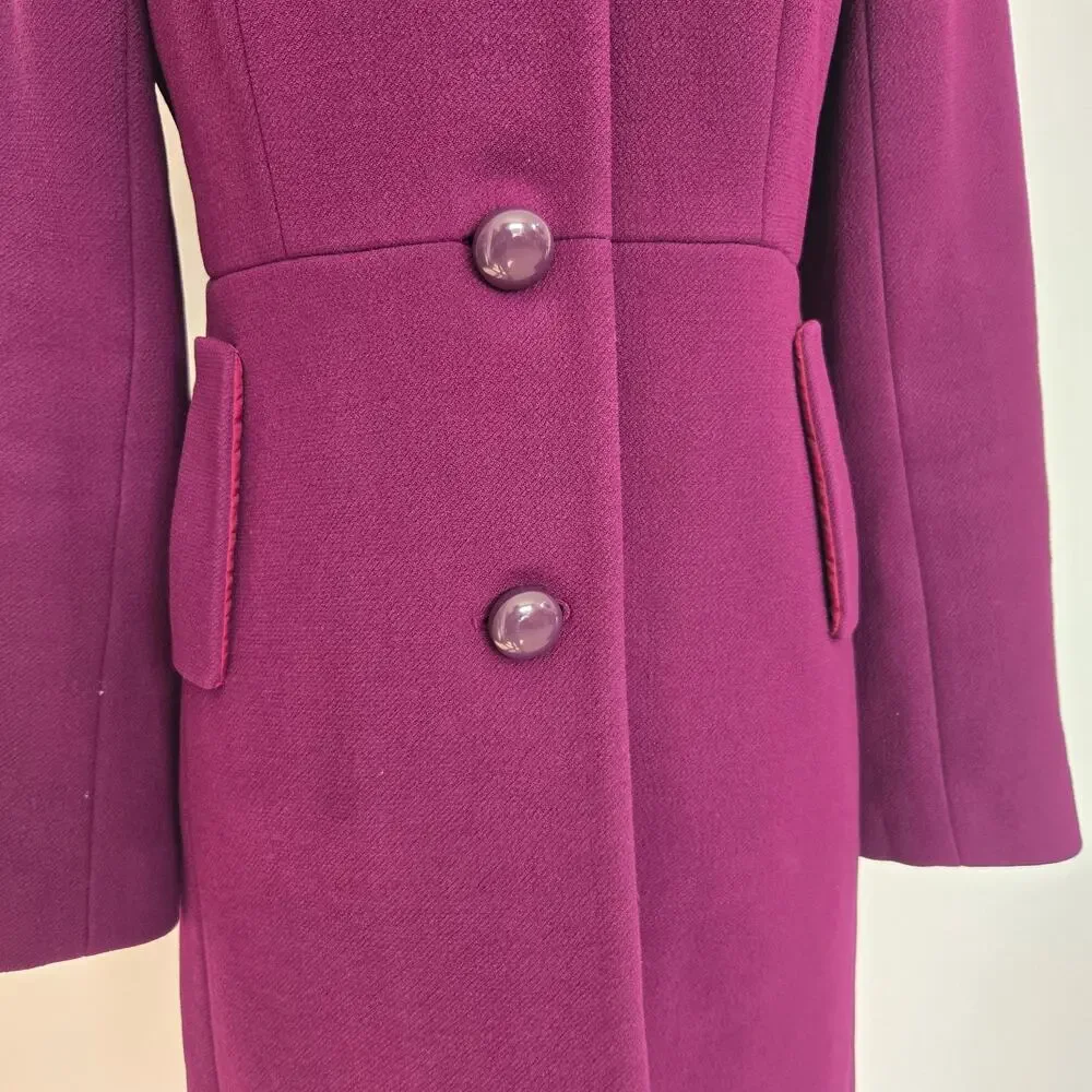 J Crew Carlin Coat Double Cloth Wool Thinsulate Purple Old Money Women 4P